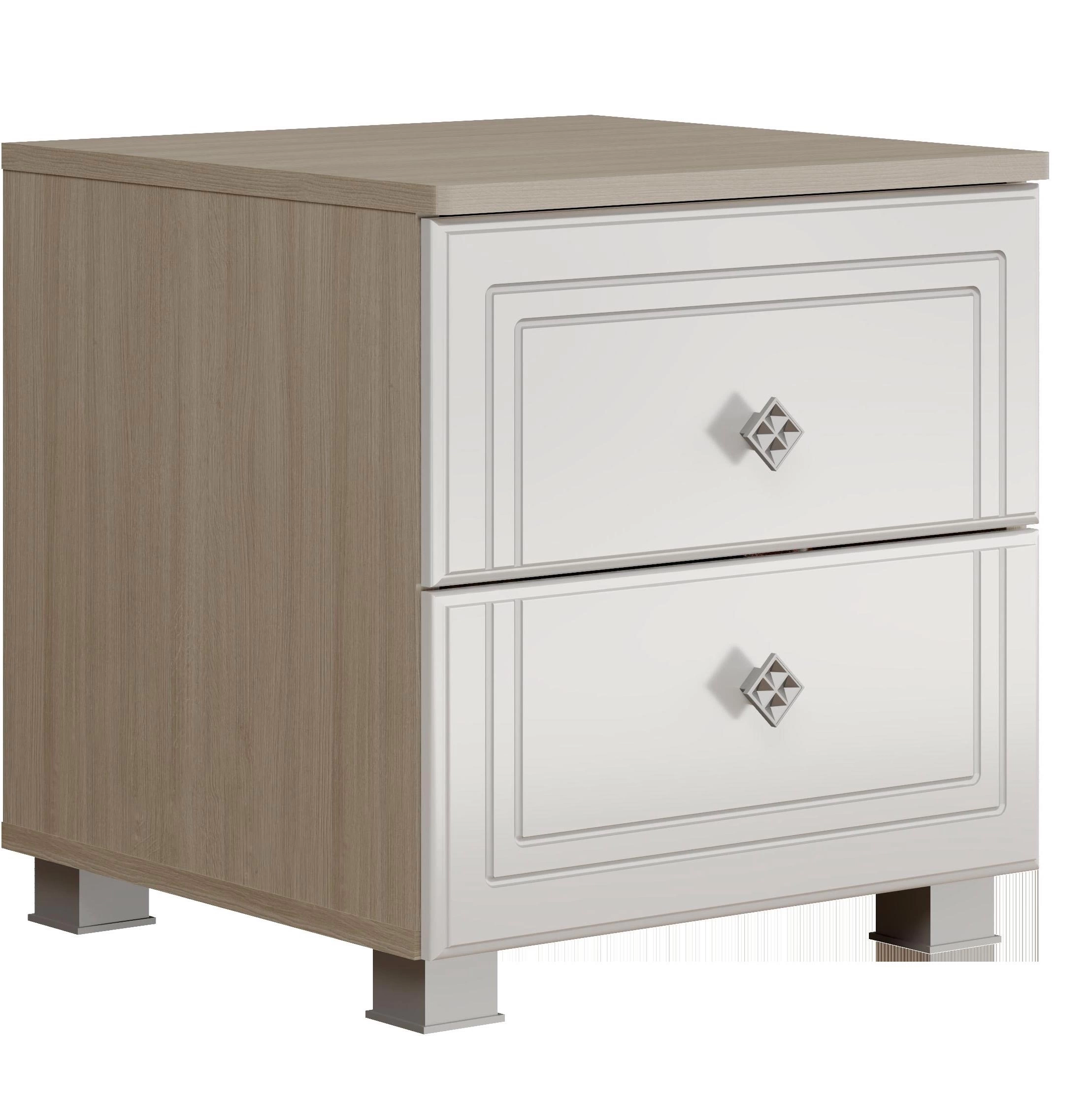 Тумба Прикроватная Амели Дуб Сонома Светлый/Белый Глянец (Ш-450 х В-471 х Г-453 мм)