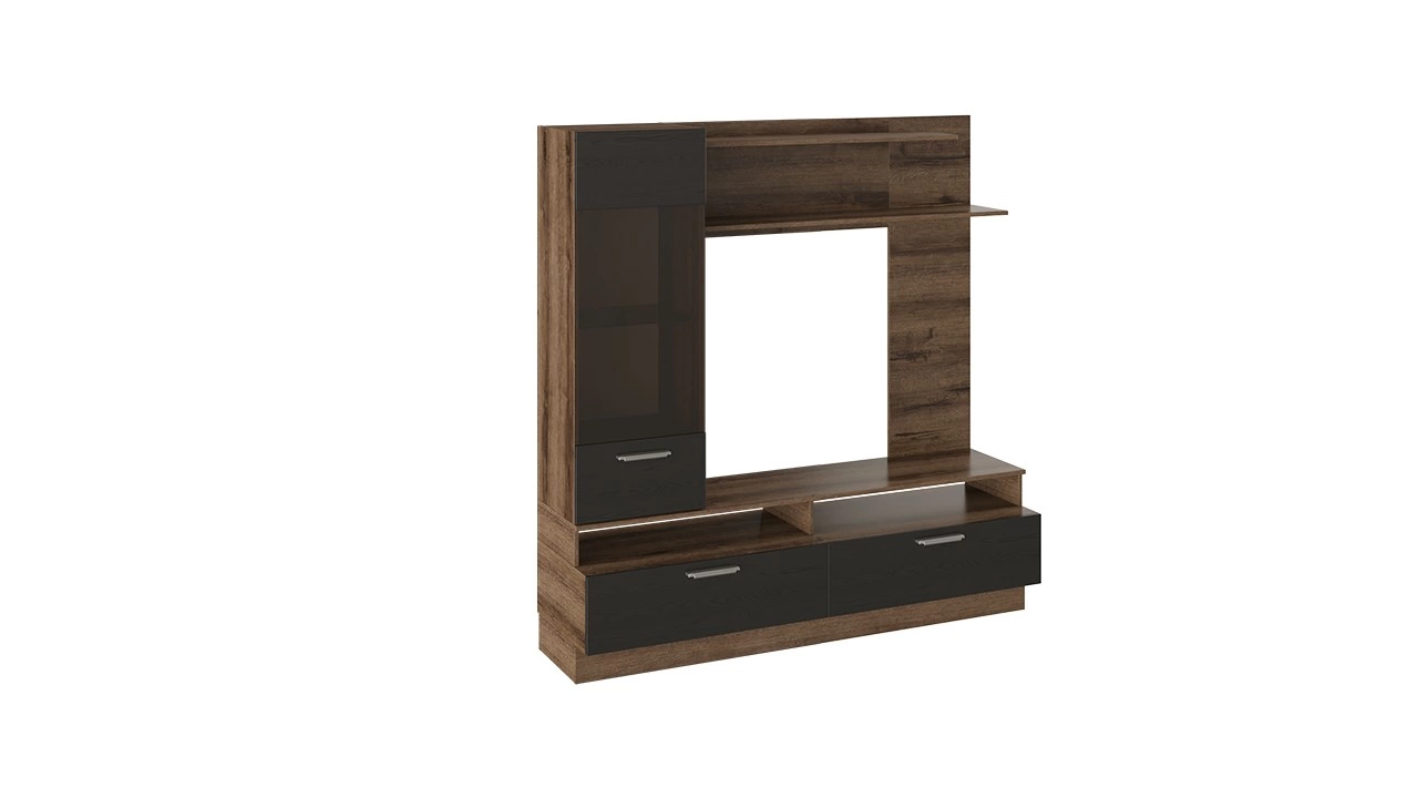 Гостиная Инфи Черный/Дуб Монастырский (Ш-1650 x В-1676 x Г-452 мм)