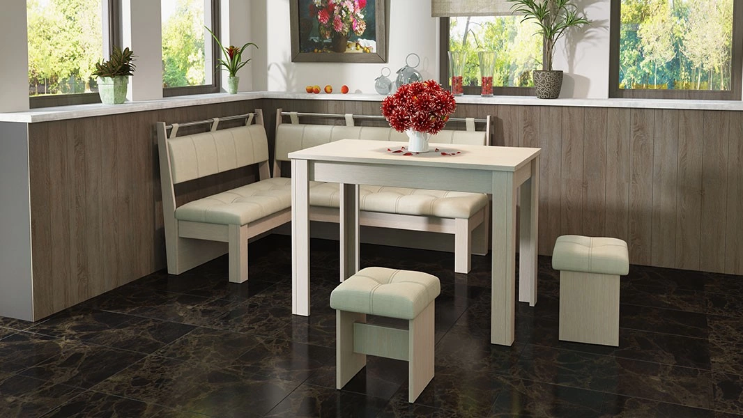 Кухонный уголок «Омега» Белфорт/Лен Бежевый