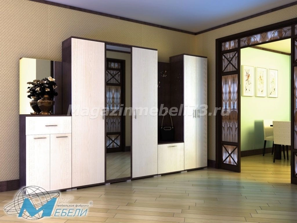 Венеция Модульная Прихожая МДФ (Ш-3300 мм х В-2120 х Г-400 мм)/Разные Цвета 