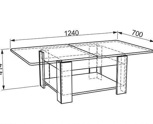 Стол Журнальный Раскладной Адам Венге/Дуб Беленый (Ш-620/1240 х В-414 х Г-700 мм)