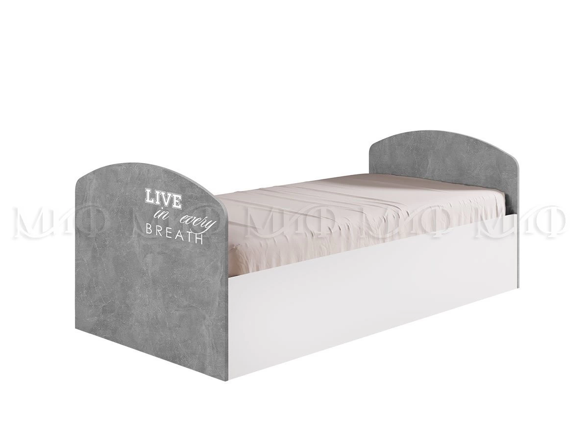 Кровать Юниор-2 Лофт МДФ (800 х 2000 мм )/Белый+Бетон