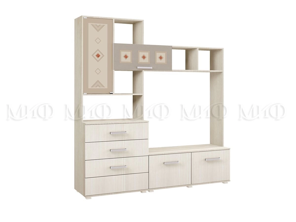 Гостиная Бостон Центральная Часть Сандал Светлый (Ш-2000 мм x В-2120 мм x Г-470 мм)