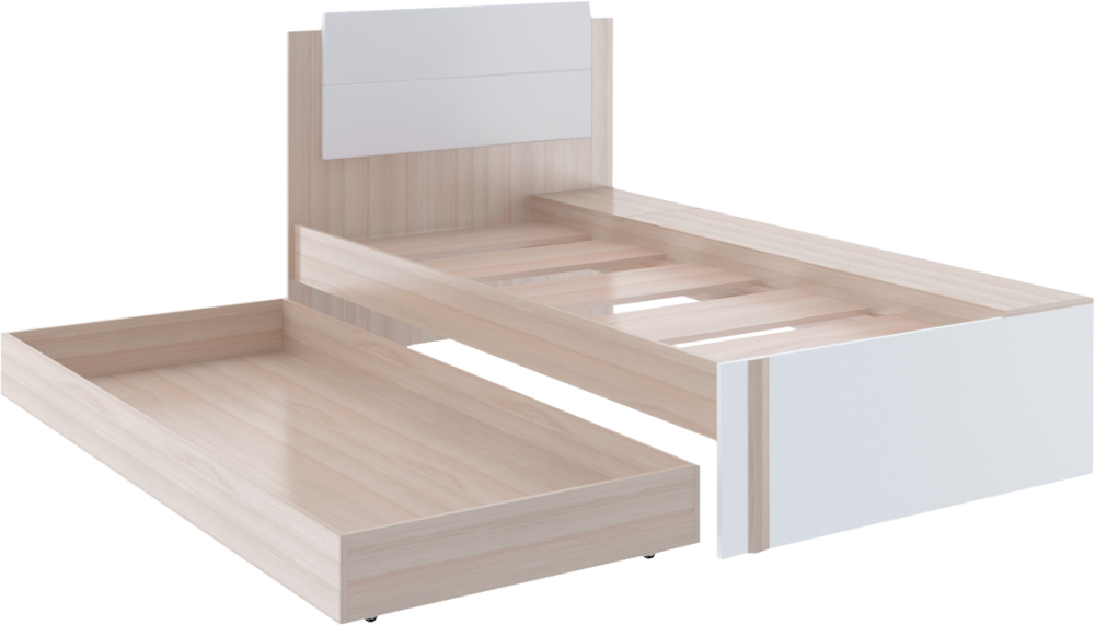 Кровать "Волкер" М 14 Ясень Шимо Светлый/Белый