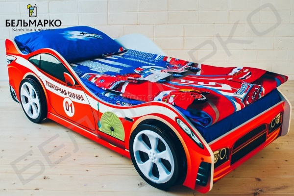 Детская кровать-тачка ПОЖАРНАЯ ОХРАНА