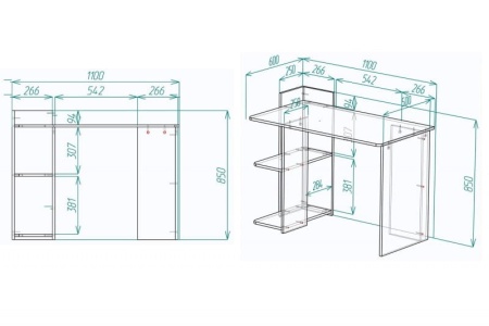 Стол для ноутбука "Мебелеф-1" (полки слева)