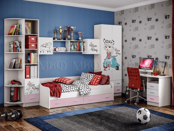 Детский Гарнитур Fashion-1 (Ш-3612 мм х Г-952 мм x В-2200 мм)