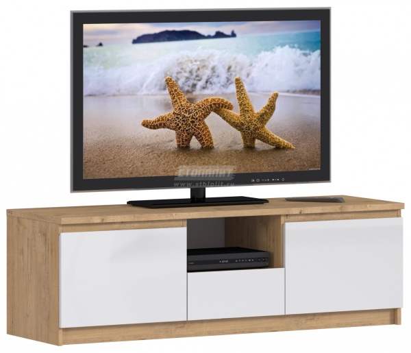 Тумба ТВ Веста СБ-2253 Дуб Бунратти/Белый/Ш-1400 X В-440 X Г-440 мм