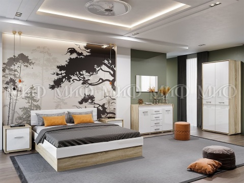 Спальный Гарнитур Формула МДФ Сонома/Белый Глянец