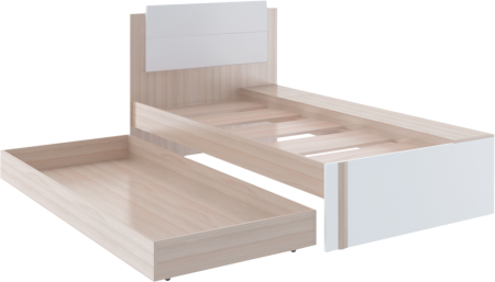 Кровать "Волкер" М 14 Ясень Шимо Светлый/Белый