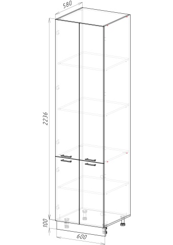Пенал (Премьер) П2 600Н (Ш-600 x В-2336 x Г-580 мм)/Разные Цвета