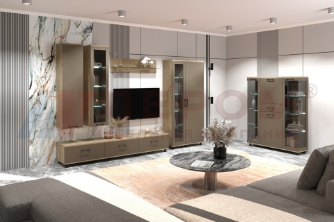  Грейс композиция 4 (В 2140, Ш 3060, Г 442 мм) корпус Гикори Джексон Светлый, фасад Латте Матовый