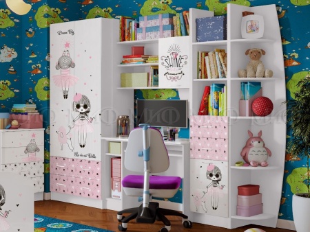 Стенка Мальвина (Ш-2550 x Г-520 х В-2000 мм)Белый/Фотопечать 