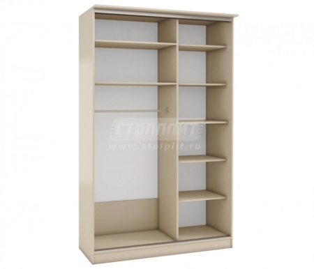 Шкаф 2-х дверный СБ-1083БП Дуб Молочный+встав Дуб Феррара+встав зеркало/серебро