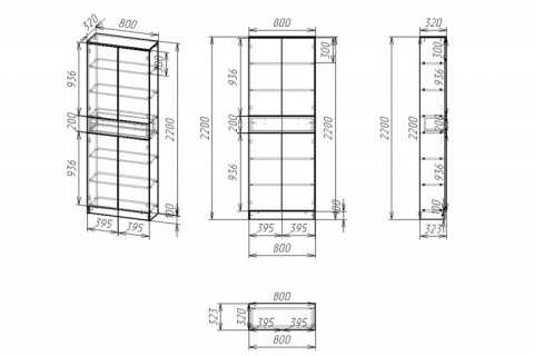 Книжный шкаф Мебелайн-19