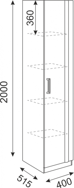 Шкаф-пенал "Волкер" М 3 (Ш-400 х Г-515 х В-2000 мм)/Ясень Шимо Светлый + Белый