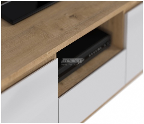 Тумба ТВ Веста СБ-2253 Дуб Бунратти/Белый/Ш-1400 X В-440 X Г-440 мм