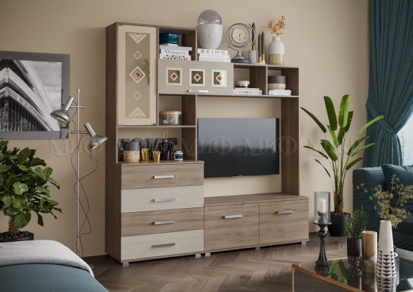 Гостиная Бостон №1 (Ш-2000 мм x В-2120 мм x Г-470 мм)/Разные Цвета