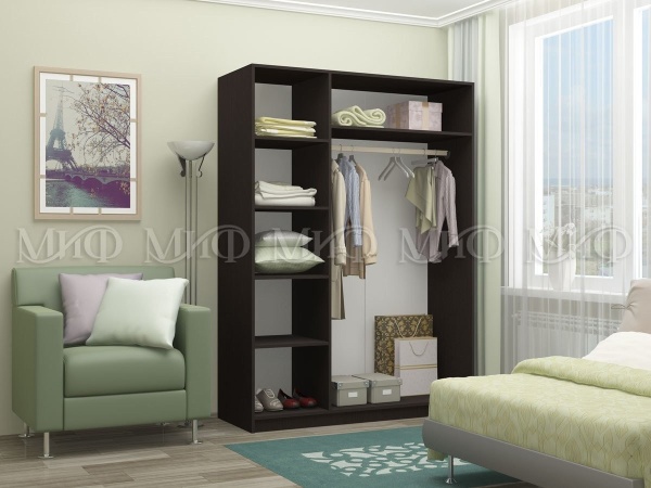 Шкаф Алекс Дуб Беленый/Дуб Венге 1500×2016×520 мм