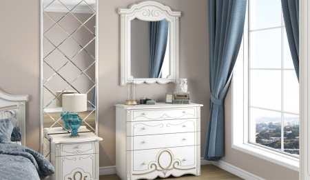 Спальный Гарнитур Барбара Белый/Патина Золото