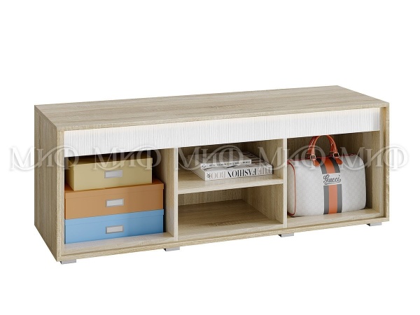 Тумба TV Формула МДФ Сонома/Белый Глянец (Ш-1380 мм x Г-448 мм х В-506 мм)